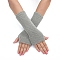 Acrylic Fibers Knitting Long Fingerless Gloves, Arm Warmer, Winter Warm Gloves with Thumb Hole, Gray, 200x70mm