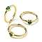 Heart Natural Dyed & Heated Green Onyx Agate Adjustable Rings, Brass Ring for Women, Long-Lasting Plated, Lead Free & Cadmium Free, Golden, Inner Diameter: 18mm