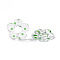 Transparent Acrylic Beads, Flower with Polka Dot Pattern, Clear, Green, 19x19.5x3.5mm, Hole: 1.6mm