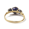 Natural Lapis Lazuli Round Braided Beaded Finger Ring RJEW-JR00550-03-5