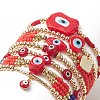 7Pcs 7 Style Evil Eye Lampwork & Glass Seed & Brass Beaded Stretch Bracelets Set for Women BJEW-JB09249-01-2