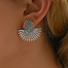 Rhodium Plated Fan Shape Alloy Stud Earring for Women MW7420-2-2