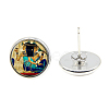 Picture Glass Stud Earrings EJEW-O088-67-2