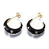 Brass Enamel Stud Earrings X-EJEW-T014-08G-01-NF-2