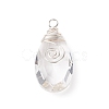 Wire Wrapped Transparent Glass Pendants PALLOY-JF01828-1