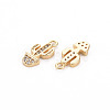 Brass Micro Pave Clear Cubic Zirconia Charms KK-S356-462-NF-2