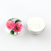 Half Round/Dome Flower Pattern Glass Flatback Cabochons for DIY Projects GGLA-Q037-8mm-17-2