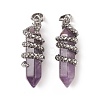 Natural Amethyst Double Terminal Pointed Pendants G-C051-02C-3