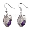 Natural Amethyst Elephant Head Dangle Earrings EJEW-A092-07P-17-1