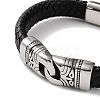 Men's Braided Black PU Leather Cord Bracelets BJEW-K243-13AS-2