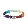Natural & Synthetic Mixed Stone & Alloy Round Beaded Stretch Bracelet BJEW-JB08572-1