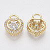 Brass Micro Pave Clear Cubic Zirconia Charms ZIRC-T011-14G-NF-2