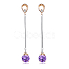 Eco-Friendly Brass Micro Pave Cubic Zirconia Dangle Stud Earring EJEW-EE0004-21GP-01-1