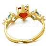 Ion Plating(IP) Colorful Cubic Zirconia & Rhinestones Apple Adjustable Ring RJEW-G278-18G-2