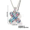 Brass Pave Colorful Cubic Zirconia Letter Pendant Box Chain Necklaces NU0575-45-1