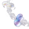 Butterfly & Flower Transparent Glass Stretch Bracelet BJEW-JB10109-5