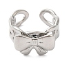 Bowknot Brass Open Cuff Rings for Women RJEW-B062-02P-2