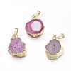 Electroplated Natural Agate Pendants G-O182-22-2