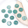 13Pcs Flat Round Carved Natural Green Aventurine Rune Stones PW-WG5B00E-01-1