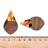 Transparent Resin and Walnut Wood Pendants RESI-T057-06M-4