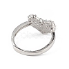 Clear Cubic Zirconia Heart Adjustable Ring RJEW-L100-024P-3