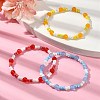 3Pcs 3 Colors Three Primary Color Series Glass Seed Beads Stretch Bead Bracelets BJEW-JB09990-4