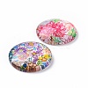 Half Round/Dome Floral Printed Glass Cabochons X-GGLA-A002-25mm-UU-3