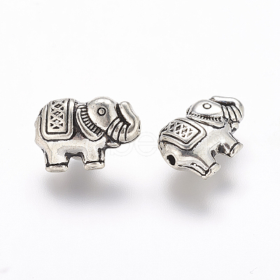 Tibetan Style Alloy Elephant Beads TIBEB-E070-AS-1