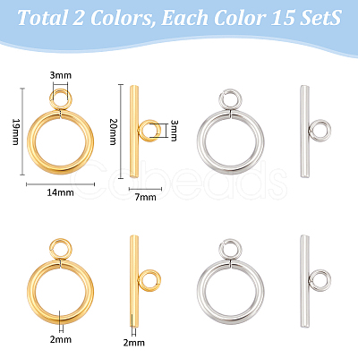 Unicraftale 304 Stainless Steel Ring Toggle Clasps STAS-UN0002-21-1