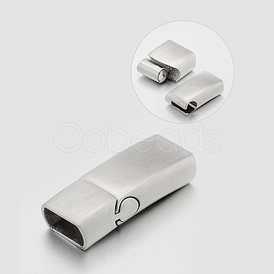 Tarnish Resistant Rectangle 304 Stainless Steel Matte Magnetic Bracelet Clasps STAS-N061-40-1