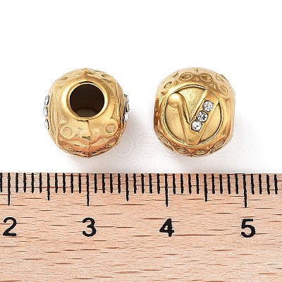 Ion Plating(IP) 304 Stainless Steel Rhinestone European Beads STAS-A092-10V-G-1