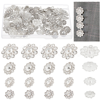 AHADERMAKER 80Pcs 4 Style Alloy Rhinestone Shank Buttons DIY-GA0003-58-1