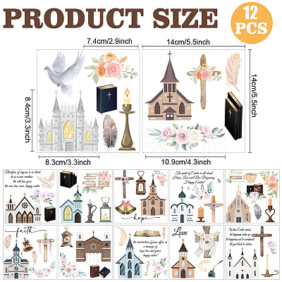 12 Sheets 12 Style PVC Stickers DIY-WH0570-001-1