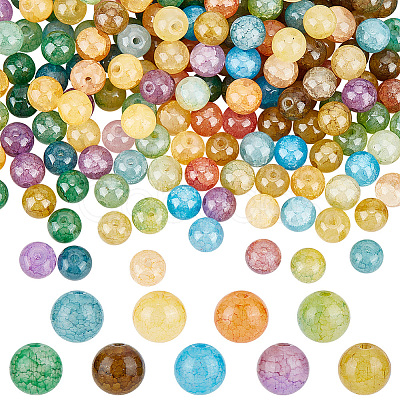 ARRICRAFT 270Pcs 9 Colors Imitation Cracked Jade Glass Beads Sets GLAA-AR0001-37-1