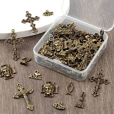 80Pcs 8 Style Easter Themed Tibetan Style Alloy Pendants FIND-LS0001-48-1