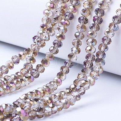 Electroplate Transparent Glass Beads Strands EGLA-A034-T6mm-Z02-1