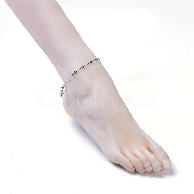 Tarnish Resistant 304 Stainless Steel Cross Link Anklets AJEW-AN00255-1