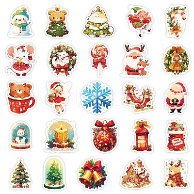 50Pcs Christmas Theme Cartoon Paper Stickers DIY-P085-08-1