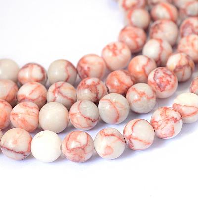 Natural Red Netstone Round Bead Strands G-E334-8mm-06-1