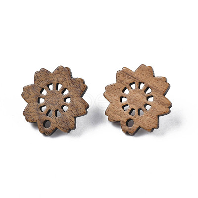 Walnut Wood Stud Earring Findings MAK-N032-038-1