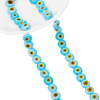 Nbeads 1 Strand Handmade Evil Eye Lampwork Beads Strands LAMP-NB0001-86B-1