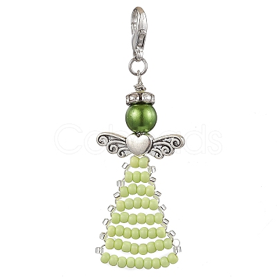 Angel Glass Seed Beads Pendants Decrotions HJEW-MZ00112-03-1