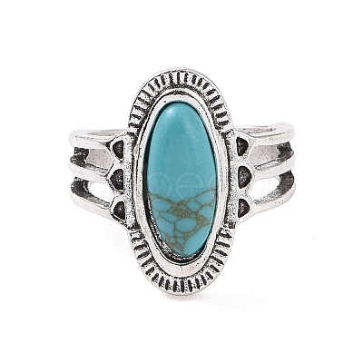 Synthetic Turquoise Finger Rings Set AJEW-PW0005-01A-1