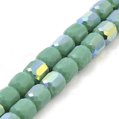 Frosted Imitation Jade Glass Beads Strands GLAA-P058-08A-08-1