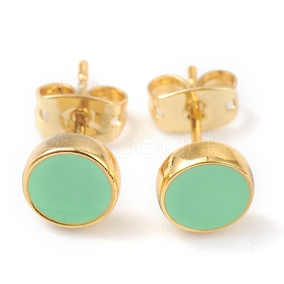 Golden Plated Brass Enamel Stud Earrings EJEW-L234-041B-1