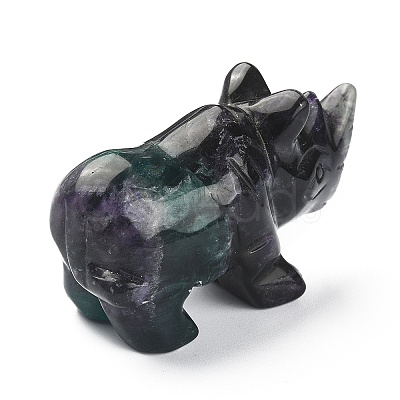 Natural Fluorite Carved Healing Rhinoceros Figurines DJEW-M008-02A-1