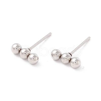 Tarnish Resistant 201 Stainless Steel Beaded Horizontal Bar Stud Earrings with 316 Stainless Steel Pin for Women STAS-K238-01P-1