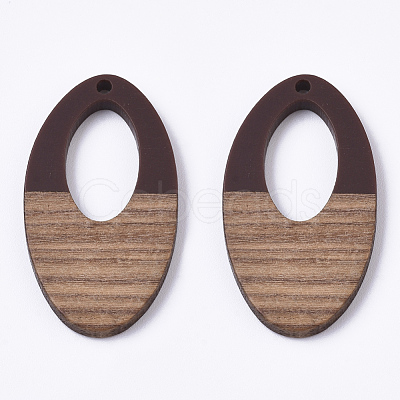 Resin & Walnut Wood Pendants X-RESI-T023-08-1