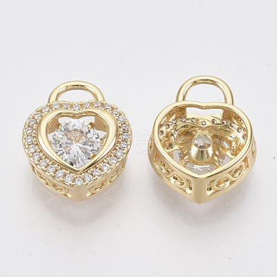 Brass Micro Pave Clear Cubic Zirconia Charms ZIRC-T011-14G-NF-1