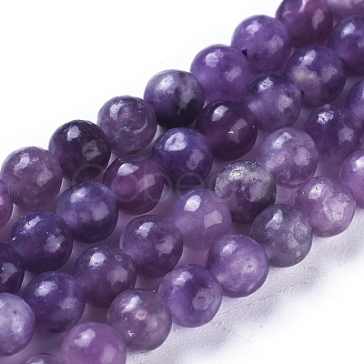 Natural Lepidolite/Purple Mica Stone Beads Strands G-D0020-15-4mm-1